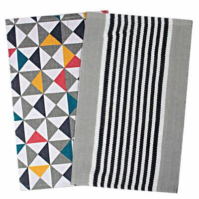 Modern Mulit-color Geometric Printed Rug Set of 2 (Grey 45x70 & Red 50x80 Cms) - Home Decor Gifts and More