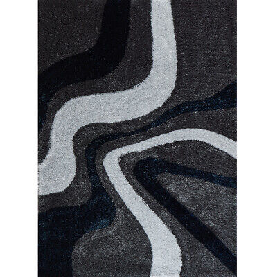 Abstract Collection" Black and White Soft Pile Hand Tufted Shag Area Rug - Home Decor Gifts and More