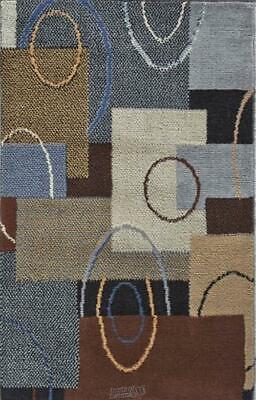 3-piece area accent rug set abstract patchwork durable backing 22x66