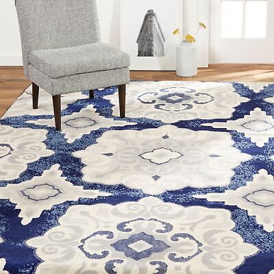 Home Dynamix Tremont Salem Navy Blue Texture Transitional Patterned Area Rug  21"x3 - Home Decor Gifts and More